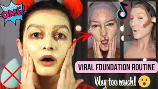 I Tried Viral Foundation Tiktok Hack  Yes Or No  Toooo Much [upl. by Aihsilat601]