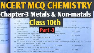 NCERT MCQ CHEMISTRY CLASS 10TH METALS AND NONMETALS MCQ of Metals amp Nonmetals CBSE Class 10  P3 [upl. by English36]