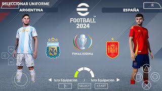 POR FIN EFOOTBALL 2024 PPSSPP NUEVAS MEJORAS 60 ESTADIOS CINEMATICAS GRAFICOS HD Y MAS [upl. by Wandis414]