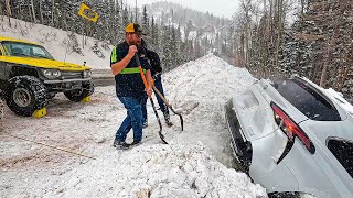 Snow Storm Launches Toyota Off The Mountain Pass [upl. by Tillford517]