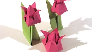 Valentines Day Origami Tulip Flower  Very easy  Valentines Day gift [upl. by Faith]