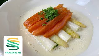 Recept witte asperges met gerookte vis Michelin waardig recept [upl. by Roos]