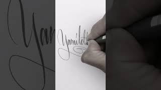 Cómo hacer Lettering escribiendo YAMILETH shorts calligraphy caligrafia lettering calm [upl. by Ahser]