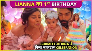 DebinaGurmeet Celebrate Daughter Liannas 1st Birthday With Unicorn Theme  Cutest Video [upl. by Niryt]