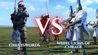 WARHAMMER III Total War  Greatswords VS White Lions of Chrace [upl. by Enialedam317]