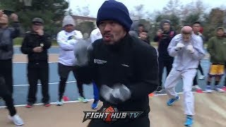 MANNY PACQUIAO SHOWS INSANE SPEED 2 WEEKS OUT FROM BRONER FIGHT [upl. by Ahseen279]