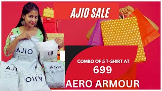 AJIO shopping Haul  Tshirt Shopping From Aero Armour  DurgaPuja Shopping Haul [upl. by Ahsinet]