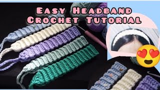 Easy Headband Crochet Tutorial  Eighteen Crafts crochet forbeginners [upl. by Ardnos]