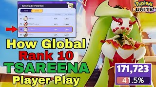 170K Damage  How Global Rank 10 TSAREENA Player Play Triple Axel TSAREENA  Pokemon Unite [upl. by Harobed]