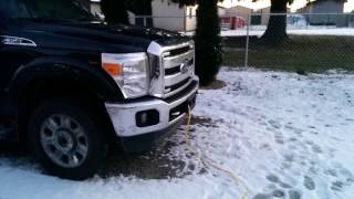 Super Duty cold start high idle and warming up 2016 F350 67 Power Stroke at 4 degrees outside [upl. by Ri]