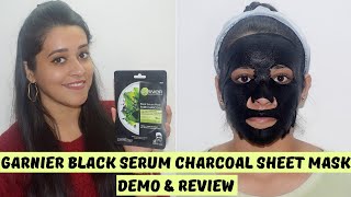 Garnier Skin Naturals Black Serum Sheet Mask Pure Charcoal Demo amp Review  Just another girl [upl. by Jobie]