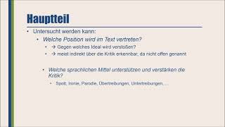 02Analyse und Interpretation von Satire  Aufbau [upl. by Anaeco]