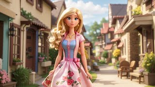 A Barbie Village tale Adventure Pink barbies world family [upl. by Alenas]