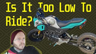 Can I Even ride this this 2019 Honda Grom The Ruck Shop Lowering and Stretch Kit [upl. by Sinai563]