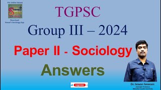 TGPSC GroupIII  2024 Sociology paperII Answers [upl. by Hakilam]