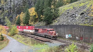 Stacks In The Canyon CPKC 112 Intermodal Train  Yale BC Canada 26OCT24 CP ES44AC 8717 Leading [upl. by Asilana]