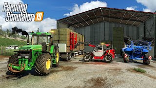 Farming Simulator 19  Ultra Realistic  Buying New Farm Storing hay bales amp Seeding barley [upl. by Abeu]