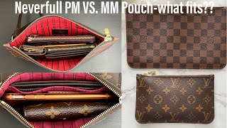 Louis Vuitton Neverfull MM VS PM Pouch Review What fits How to use them [upl. by Pratte]