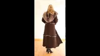 Finest Full Length Hooded Toscana Sheepskin Coat in Brown  Luna [upl. by Lilaj424]