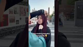 NonMuslims react to wearing hijab Urban Modesty ♥️🧕🏽 shortvideo status islam youtubeshorts [upl. by Eniluj]