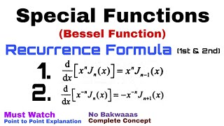 12 Recurrence Formulae1 and 2  Bessel Function  Complete Concept [upl. by Asiled385]