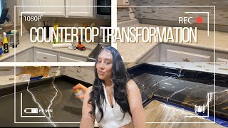 Diy Marblelook Epoxy Countertops With Stone Coat Epoxy  Renovation Journey Part 2 [upl. by Eissirk]