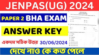 JENPAS UG PAPER 2 EXAM ANSWER KEY 2024।BHA EXAM Questions paper 2024।BHA Logical Reasoning Answer [upl. by Wilder]