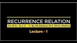 Discrete Mathematics  Recurrence Relation Lecture1 [upl. by Farmann]