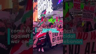 Protesters in NYC Pause for Prayer Amid Rally for Gaza and Lebanon [upl. by Brodie]