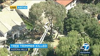 Tree trimmer apparently crushed to death in Agoura Hills [upl. by Hasen437]