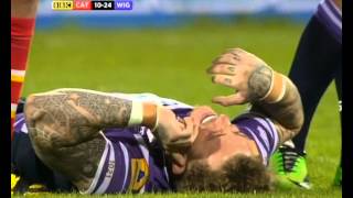 Josh Charnley  disgusting strangle hold by Vincent Duport  Wigan v Catalans 2014 [upl. by Ahtera]