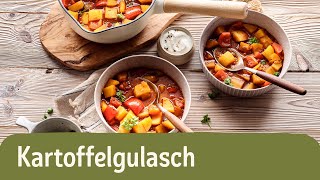 Kartoffelgulasch 🥔  vegetarisch kochen  REWE Deine Küche [upl. by Ubald]