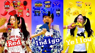 COLOR FOOD MUKBANG🔥 Red🦑 • Indigo🥶 • Yellow🧀 [upl. by Niwri]