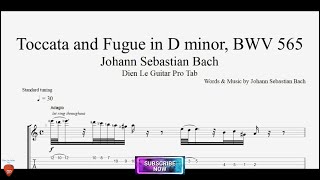 Toccata and Fugue in D minor BWV 565 by Bach for Guitar Tutorial with TABs [upl. by Leirraj719]