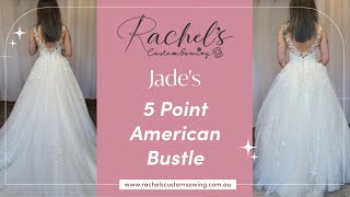 Beautiful 5 Point American Bustle on Lace  Jades Wedding Dress Alteration [upl. by Enneyehc963]