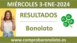 Resultado del sorteo Bonoloto del miercoles 3 de enero de 2024 [upl. by Snej]