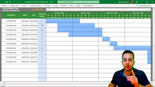 Planilha de Cronograma de Projetos no Excel  Baixar Grátis  Calendário com Diagrama de Gantt [upl. by Enomaj]