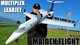 MULTIPLEX LEARJET twin 50mm 12 blades EDF RC jet plane 4S power MAIDEN FLIGHT [upl. by Eixirt]