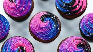 HOW TO MAKE GALAXY CUPCAKES  NERDY NUMMIES [upl. by Dorrie]