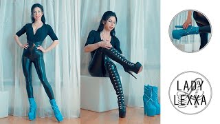 HIGH HEELS HAUL amp TRY ON ANKLE BOOTS 19 cm HEELS FROM TAJNA  CLUB  SHOES AND LEATHER LEGGINGS [upl. by Falconer]