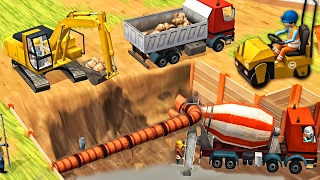 Little Builders Games  Trucks Cranes Digger  New Fun Construction GamePlay [upl. by Ojeibbob]