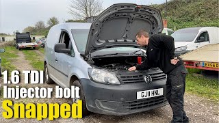 Vw caddy 16 TDI SNAPPED injector bolt removal [upl. by Annabela]