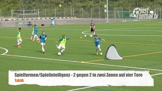 Fussballtraining 2 gegen 2 in zwei Zonen  Spielform  Taktik [upl. by Aryas]