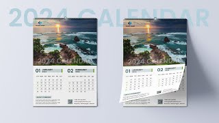 Wall Calendar Design 2024 How to Design Professional Calendar in Adobe Photoshop [upl. by Auos729]