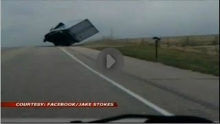 Tractor trailer driver avoids flipping over [upl. by Rehportsirhc]