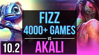 FIZZ vs AKALI MID  4000 games Rank 7 Fizz 11M mastery points  EUW Grandmaster  v102 [upl. by Leonid]