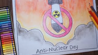 Anti Nuclear Day Poster Making  Hiroshima Nagasaki Day Drawing  Easy Drawing [upl. by Bee]