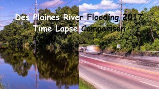 Des Plaines river flood 2017  4K time lapse comparison [upl. by Nivak]