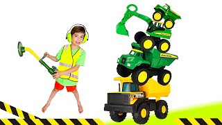 Yard work Video for Kids  Excavator Truck Tractor Lawn mowers Tools BLiPPi Toys  min min playtime [upl. by Murrell175]