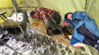 EXTREME 45° Solo Camping 4 Days  Snowstorm amp Winter Camping in a Snowstorm HOT TENT [upl. by Cosma]